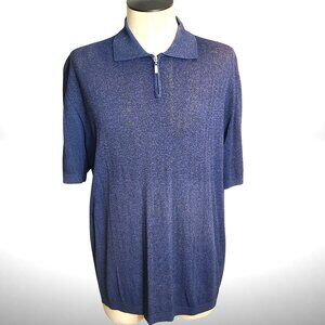 Versa Leivanon by Versace Navy Knit Zip Polo Shirt • Medusa Logo • XL